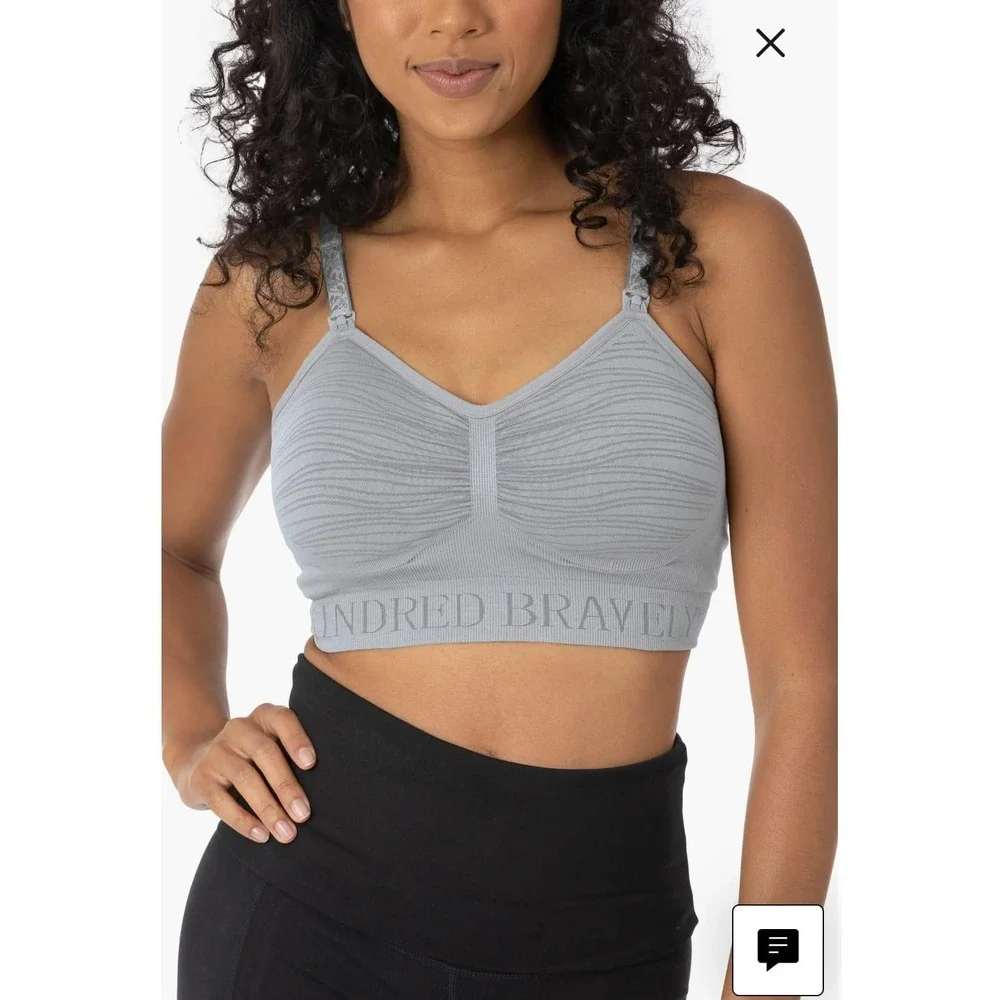 Kindred Bravely Gray Seamless Ribbed Nursing Pumping‎ Bra Women's Large